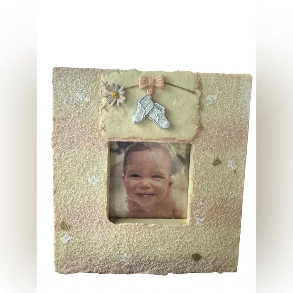 Baby Girl Shoes Picture Frame Pink Yellow Resin Home Decor Room Decor Gift